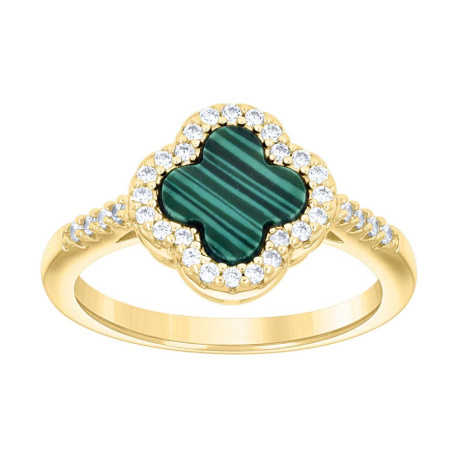 Sterling Silver Ladies Cz Green Clover Good  Ring