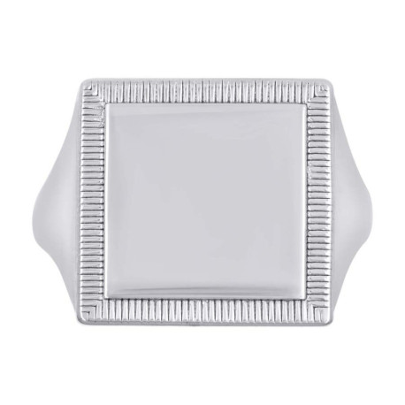 Gent's White Silver Square Ring Length 15