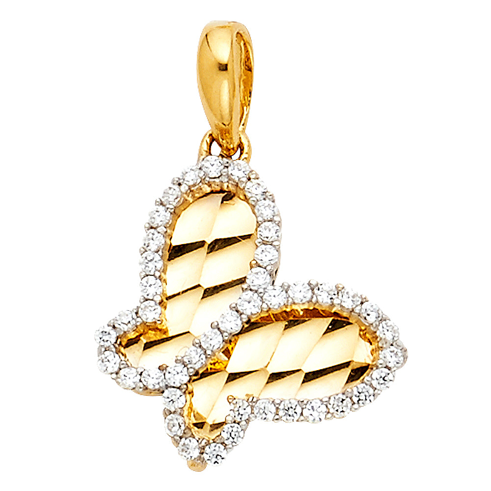 14 Karat Diamond Cut Butterfly cz Charm Color: Yellow
Gender: Unisex