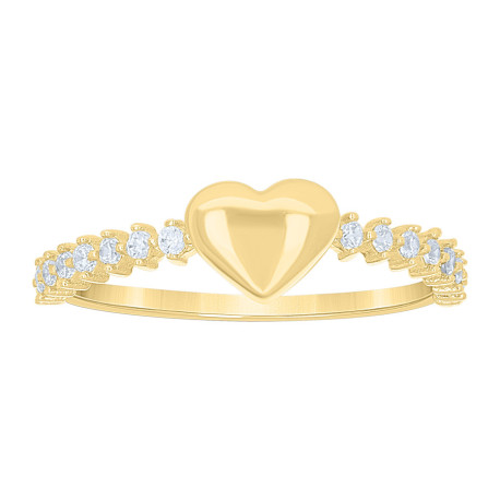 Lady's Yellow 10 Karat C z Heart  Ring Length 5.7