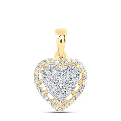 Yellow 10 Karat Heart Pendant Round Diamonds 
LengthMM: 18