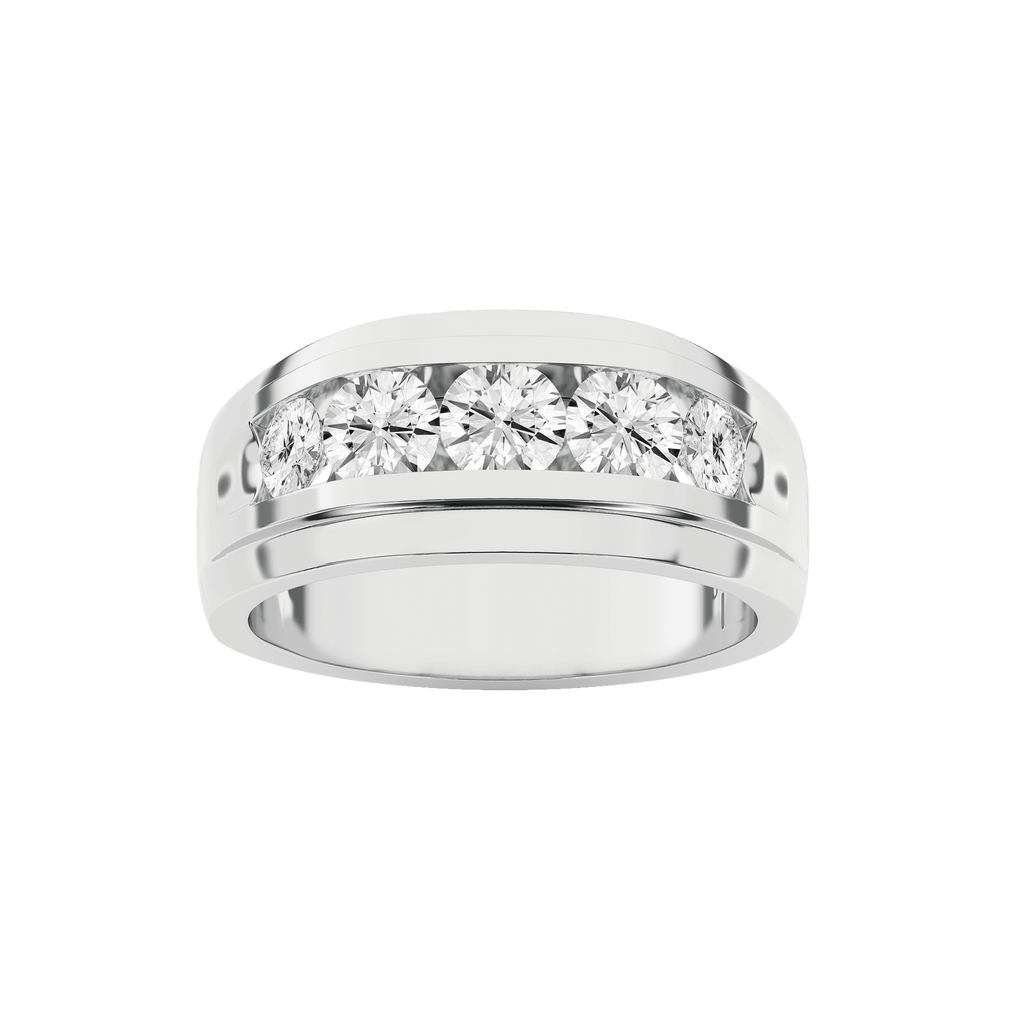 Gent's Two-Tone 14 Karat Ring 5 = 1.50tw Round E/F VS Lab Grown Diamon