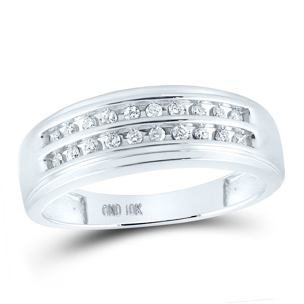 10 Karat Men's Diamond Wedding Band Size 10 0.25tw Round G/H I3 Diamonds Color: White
Finish: High polish