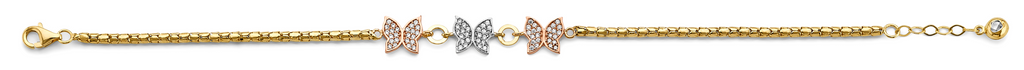 14K 3C CZ Butterfly Bracelet
Length: 7"
Gender: Ladies