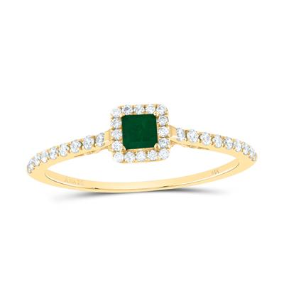 Lady's Yellow 14 Karat Fashion Ring one Square Cushion Emerald
 0.20