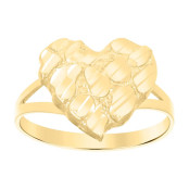 Lady's Yellow 10 Karat Nugget heart small Fashion Ring Length 10.48