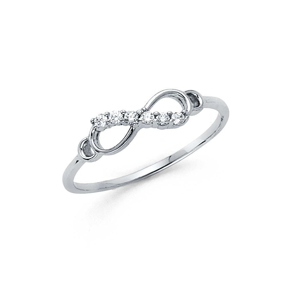 Lady's White 14 Karat CZ Infinity Ring Gender: Ladies