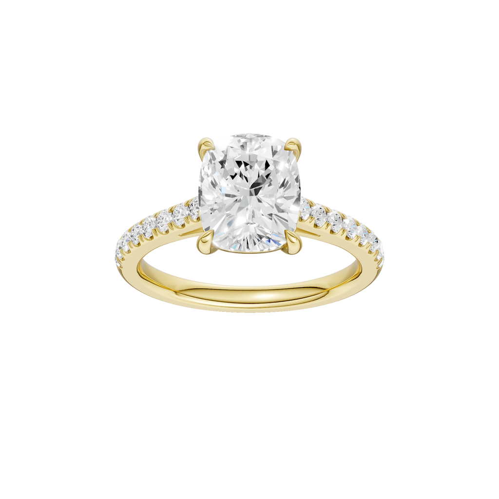Lady's White 14 Karat Engagement Ring one = 2.07ct Cushion F VS Lab Gr