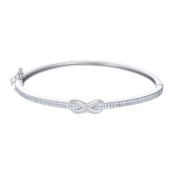 White Sterling Silver Infinity cz Bracelet Length: 7"