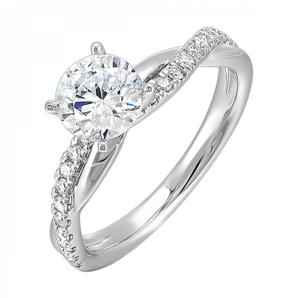 Lady's White 14 Karat Engagement Ring 20 0.20tw Round SI2 Diamonds Cz
