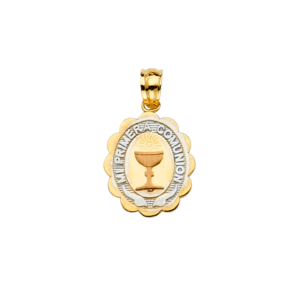 Two-Tone 14 Karat Primera Communion Pendant 
Length: 20