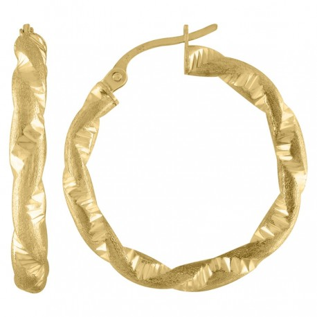 Lady's Two-Tone 10 Karat Dc Twisted Earrings Length 20 Style: Hollow