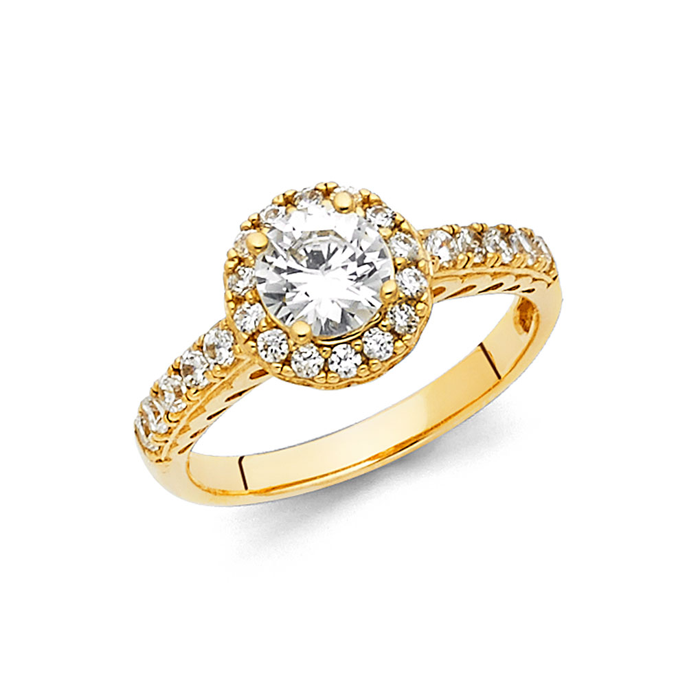 Lady's Yellow 14 Karat Cz Fashion Ring Length 10.45