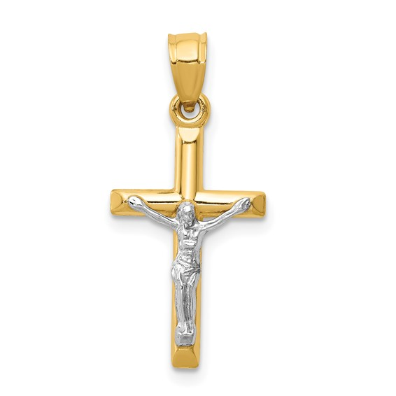 14 Karat Two-tone Hollow crucifix Charm Length 26 Color: Two-Tone