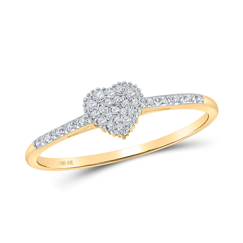 Lady's 10 Karat Fashion heart Ring Size 7 0.03tw Round Diamonds Color:
