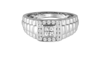 Gent's White 14 Karat Fashion Ring = 0.50tw Princess Diamonds Gender: