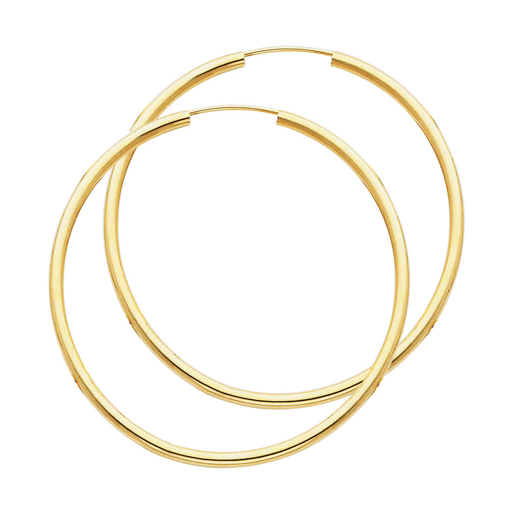 14k y/gd 45mm 2mm round endless hoop