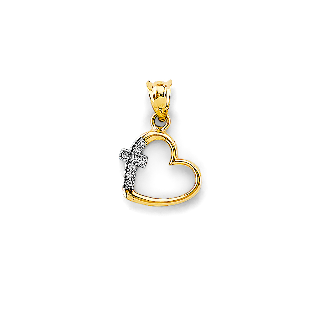 Yellow 14 Karat Heart/Cross pendant
Length: 15
