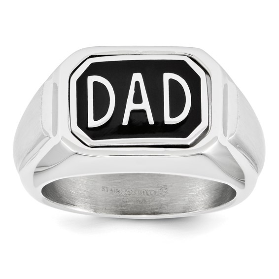 Gent's White Stainless Steel Flip DAD Ring Length 12mm size 9