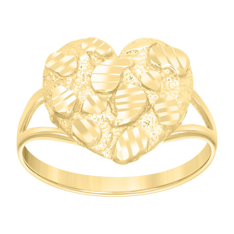 Lady's Yellow 10 Karat Heart Nugget Ring Large
