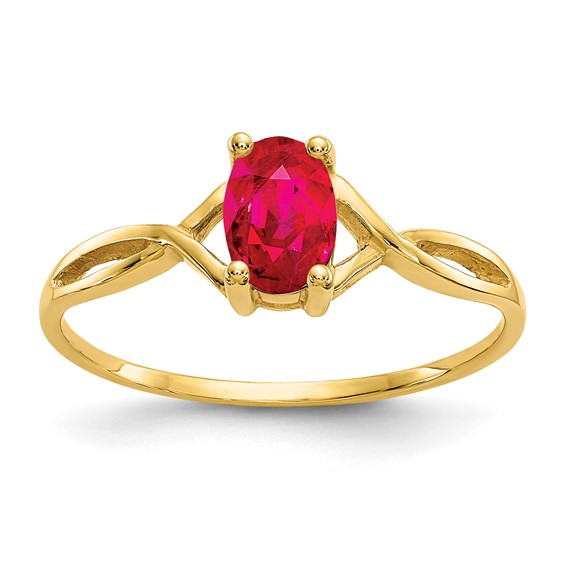 Lady's 14 Karat Fashion Ring Size 7 one 0.63ct Oval Ruby Color: Yellow