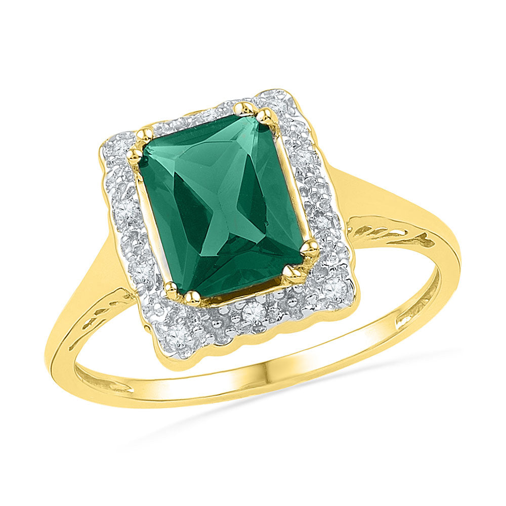 Lady's 10 Karat Fashion Ring Size 7 one 0.50ct Retangular Created Emer