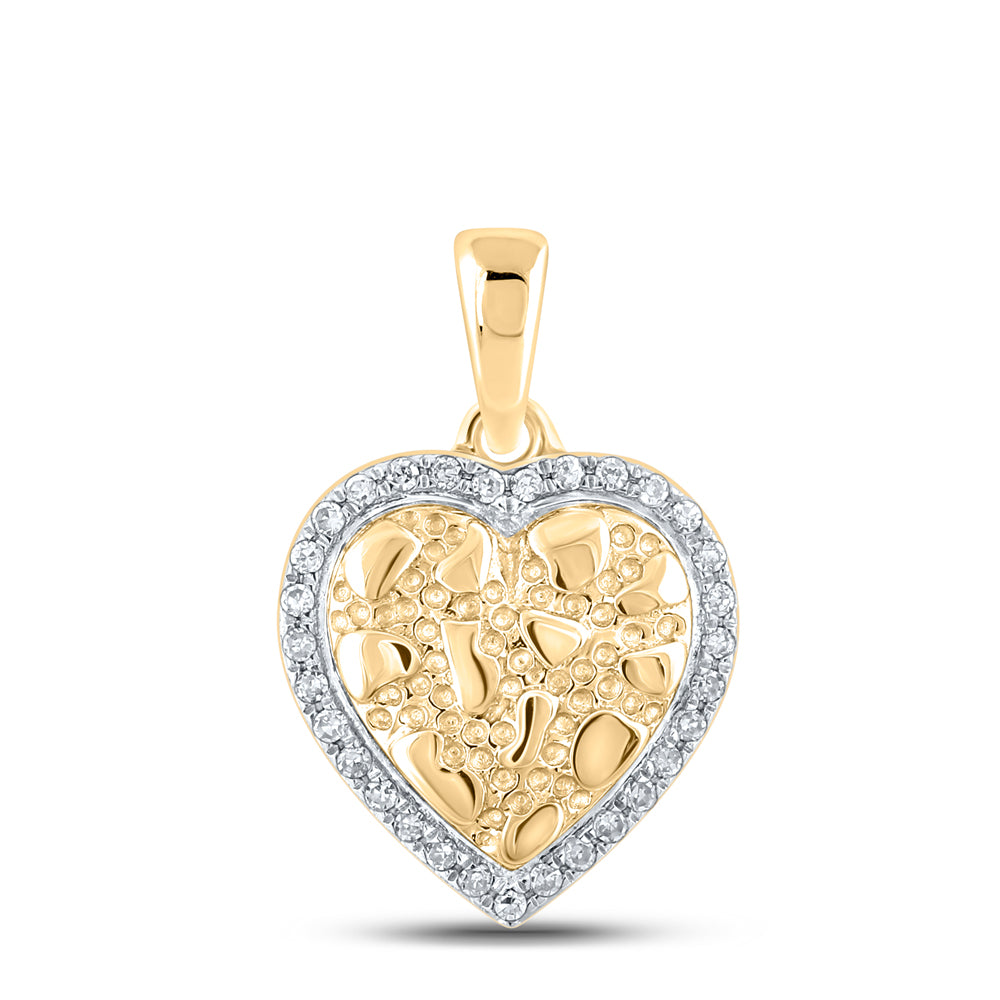 Lady's Yellow 10 Karat Pendant = 0.083tw Round Diamonds Nugget Style: