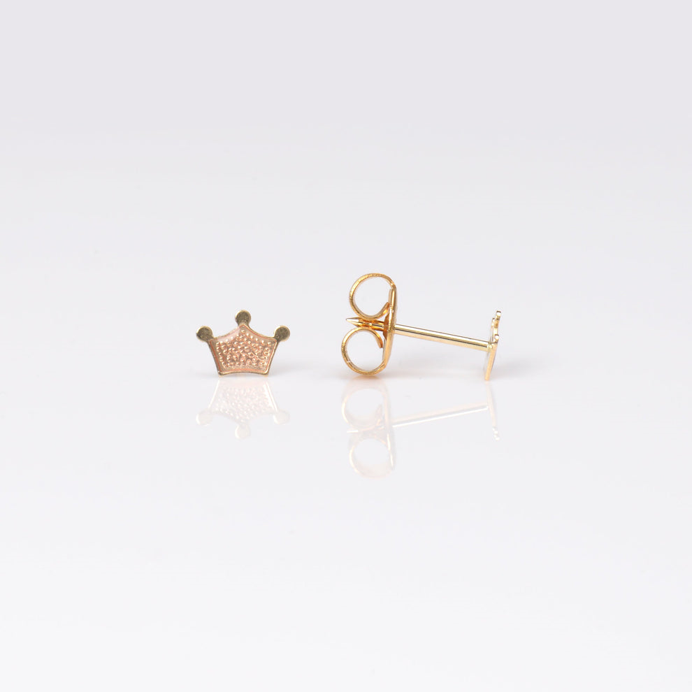 Yellow 14 Karat Earrings Micro Mini Piercing Studs-Crown