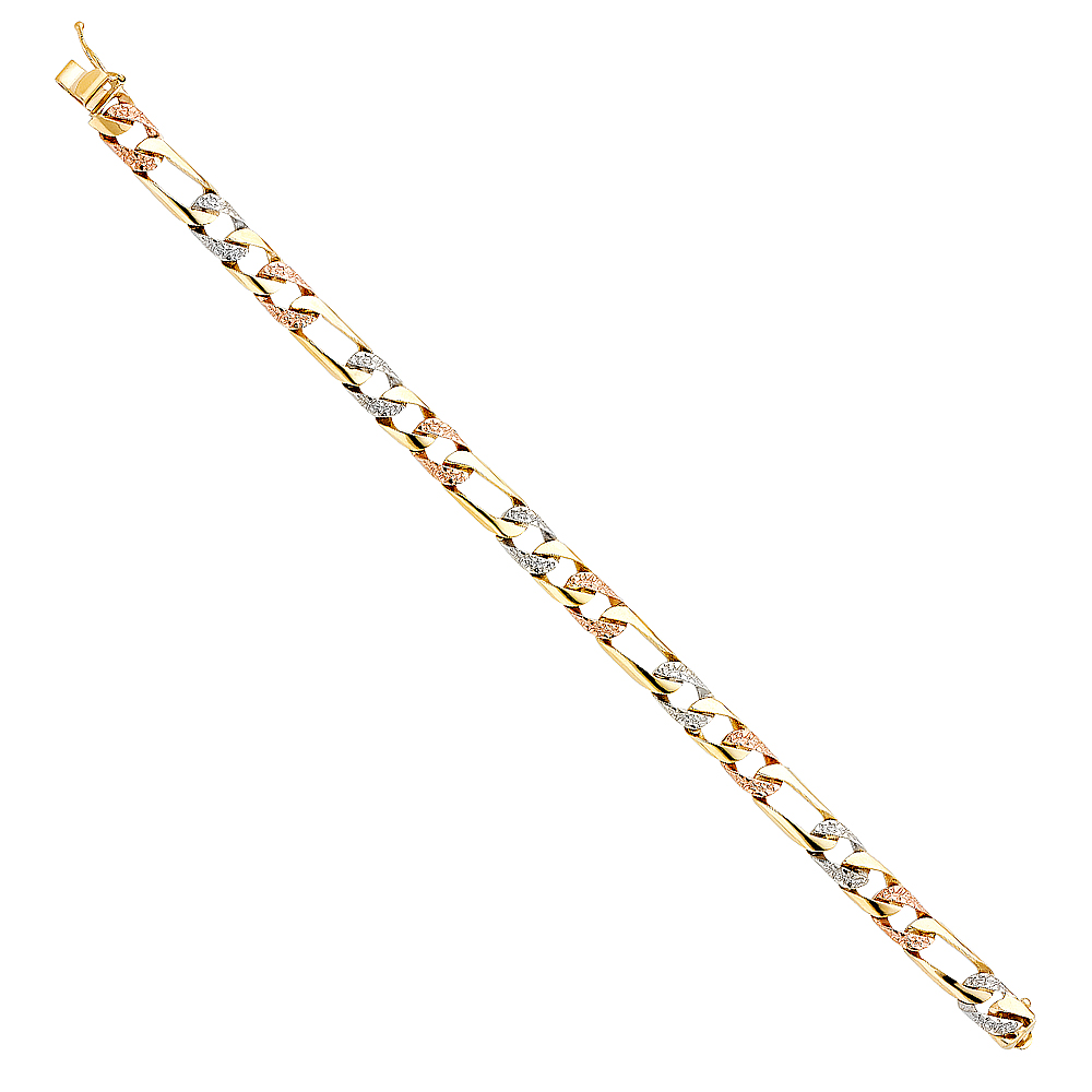 Gent's Three-Tone 18 Karat Bracelet Style: Nugget
Length: 8"
