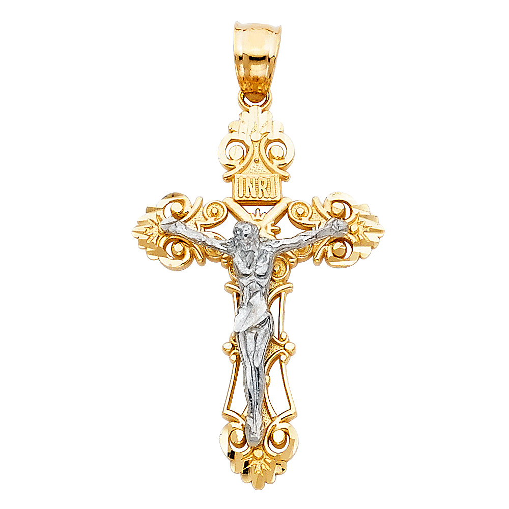 Two-Tone 14 Karat CrucifixPendant