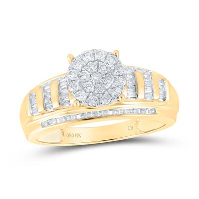 Lady's Yellow 10 Karat Engagement Ring = 0.50tw Various Shapes Diamonds Finish: polished
