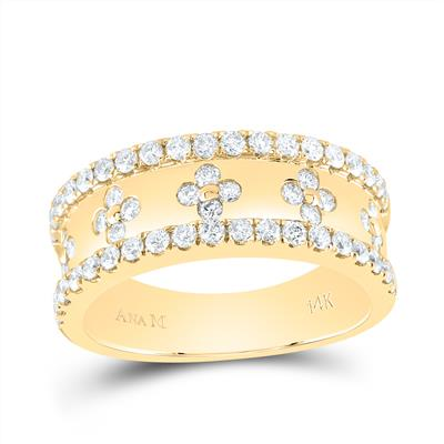 Lady's Yellow 14 Karat Fashion band Ring Length 8.3 = 0.875tw Round Diamonds Finish: Polished
Gender: Ladies