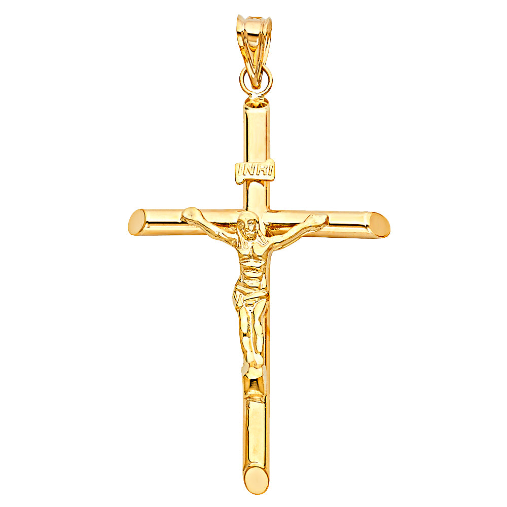 Yellow 14 Karat Hollow Crucifix Charm Length 60 Style: Religious