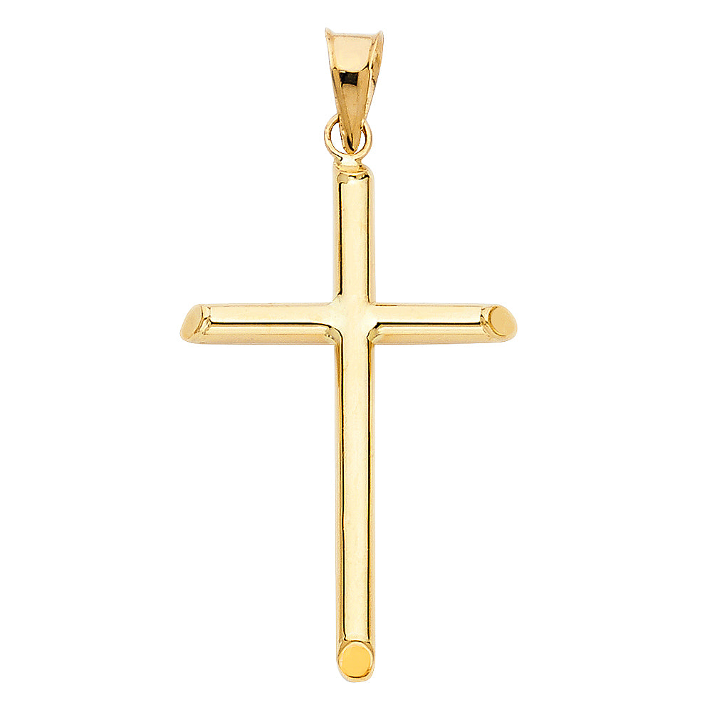 14 Karat Hollow RD Tub Cross Charm Length 40 Color: Yellow
Gender: Gentlement