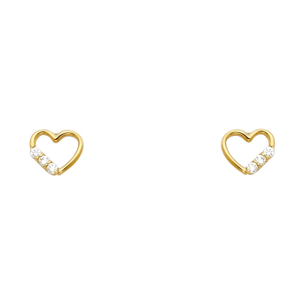 Lady's Yellow 14 Karat Heart Stud Earrings
Length: 2