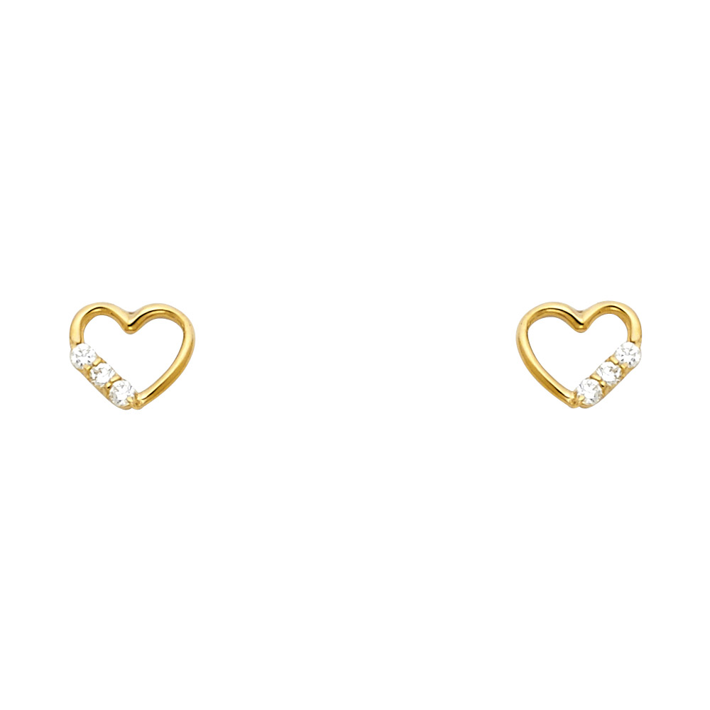 Lady's Yellow 14 Karat Heart Stud Earrings
Length: 2