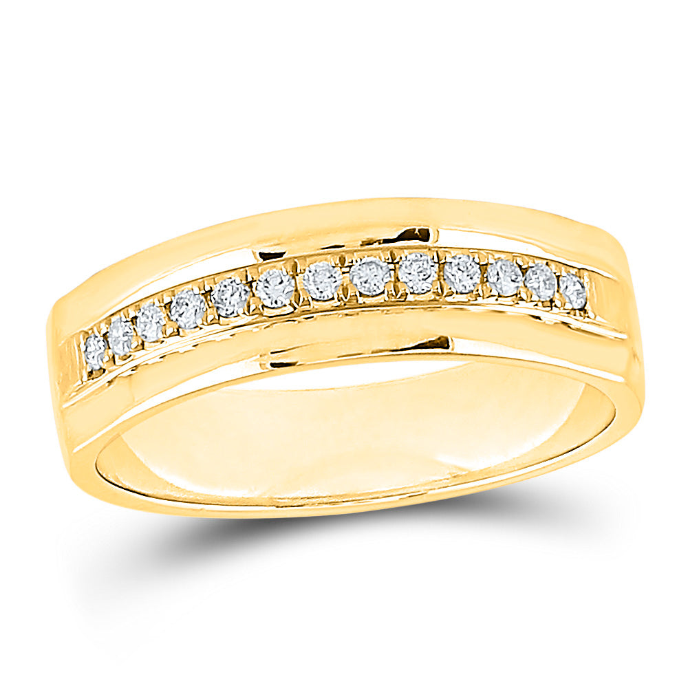 Yellow 14 Karat Men's Diamond Wedding Ba4ize 10 0.20tw Round Diamonds Finish: High polish