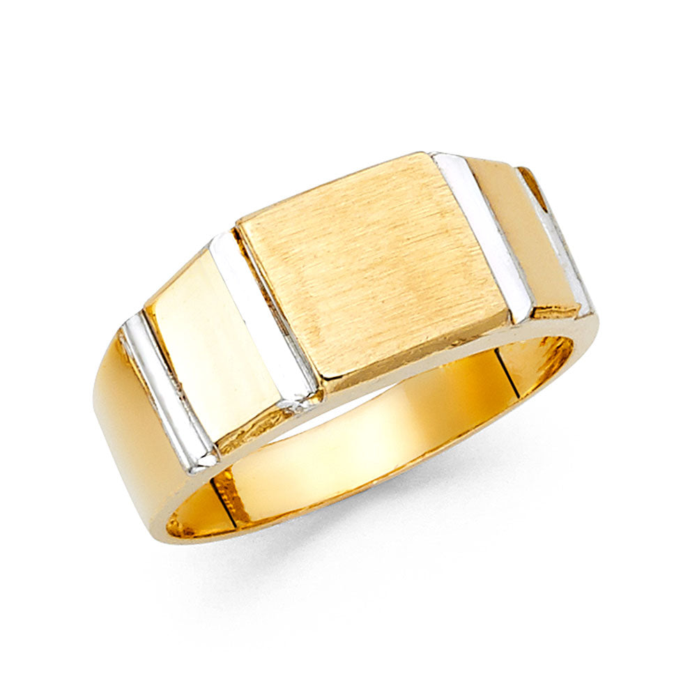 Gent's Two-Tone 14 Karat Signet Ring Length 10