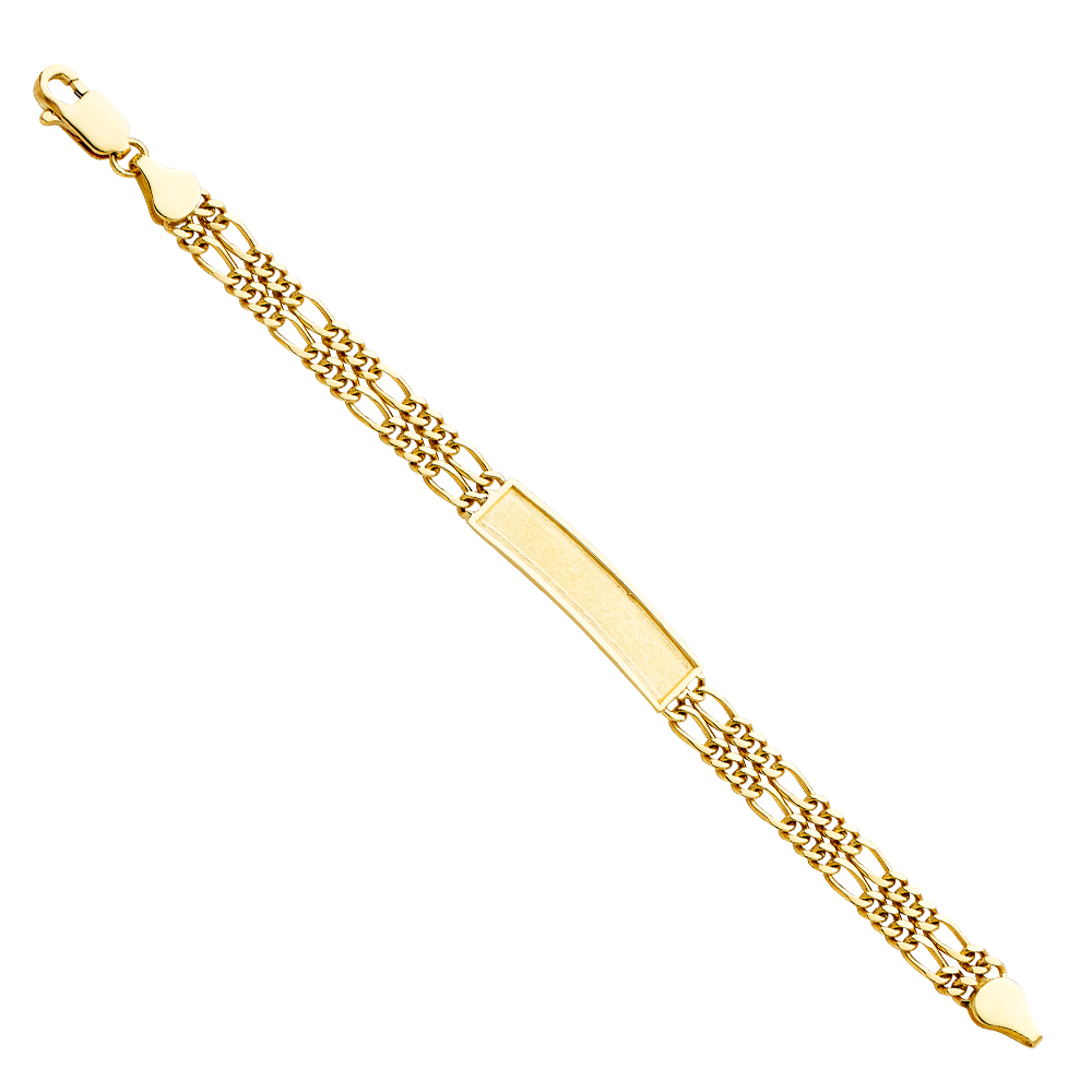 Yellow 14 Karat Bracelet ID double line Style: Figaro
Length: 7.5"