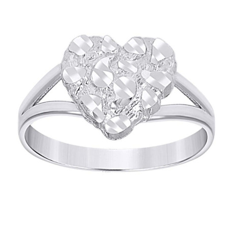 Ladies Sterling Silver Heart Nugget Ring