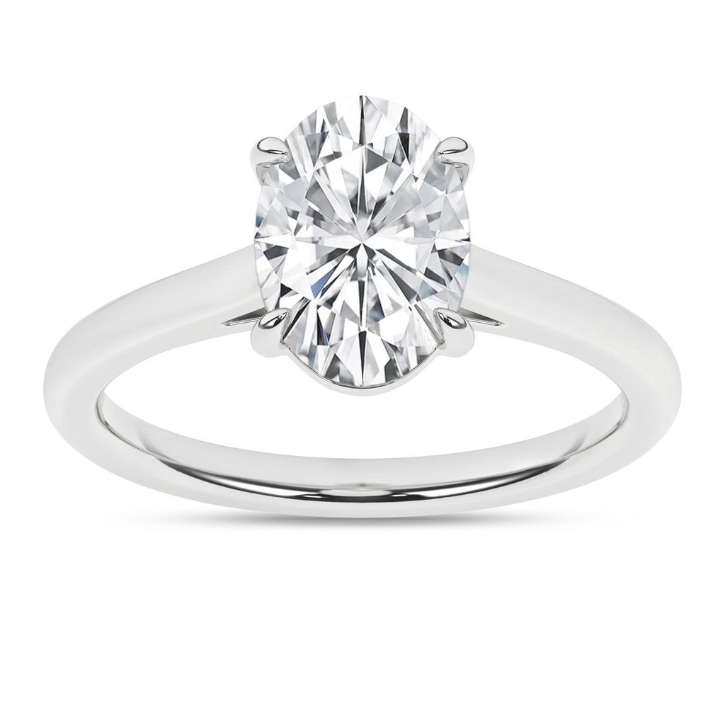 Lady's White 14 Karat Engagement Ring one 2.01ct Oval F VS Lab Grown Diamond Finish: polished