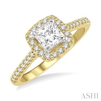 14K Y/Gd .15 Ct Diamond .25 Ctr Princess Solitary
