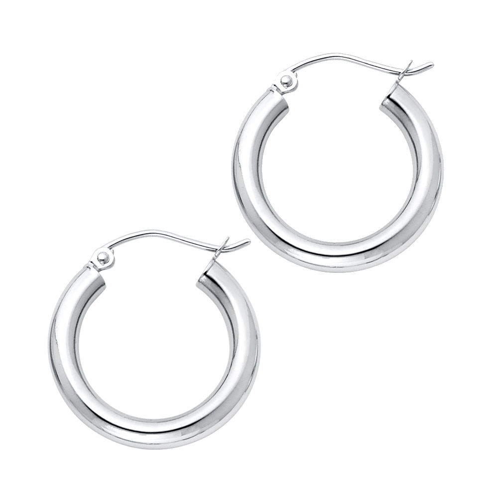 Lady's White 14 Karat Plain 20x3mm hoop  Length 20 Style: Hollow
Finish: Polished