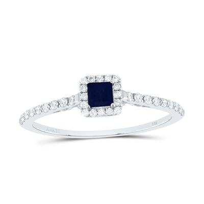 Lady's White 14 Karat Fashion Ring one Square Cushion Sapphire 
.20ct