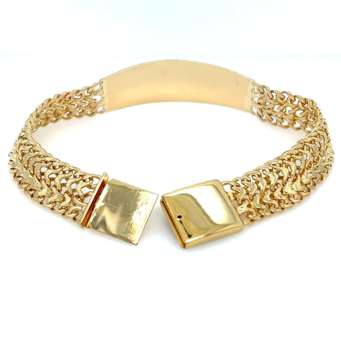 14 Karat Petatillo Bracelet Color: Yellow
Length: 7.5"
Gender: Unisex