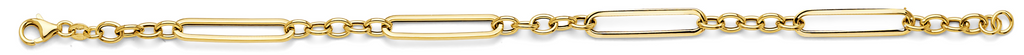 Lady's 14 Karat Hollow Paper Clip + Oval Link Bracelet Color: Yellow