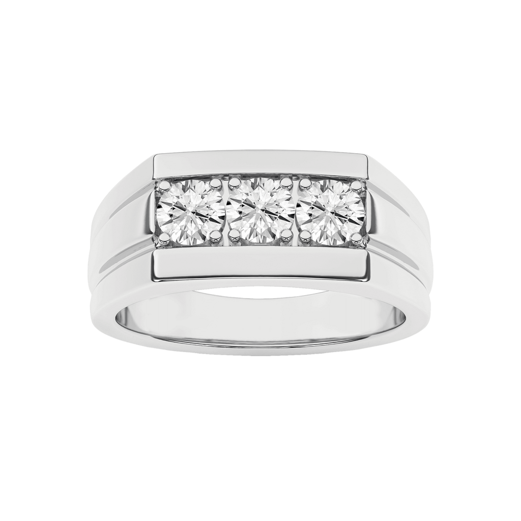 Gent's White 14 Karat Ring 3 = 1.00tw Round E/F VS Lab Grown Diamonds