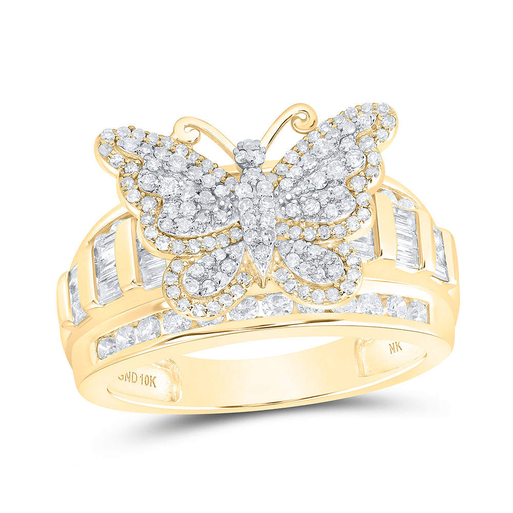 Lady's Yellow 10 Karat Fashion Butterfly Ring 1.tw Various Shapes Diamonds Style: Fashion
Finish: Polished
Gender: Ladies