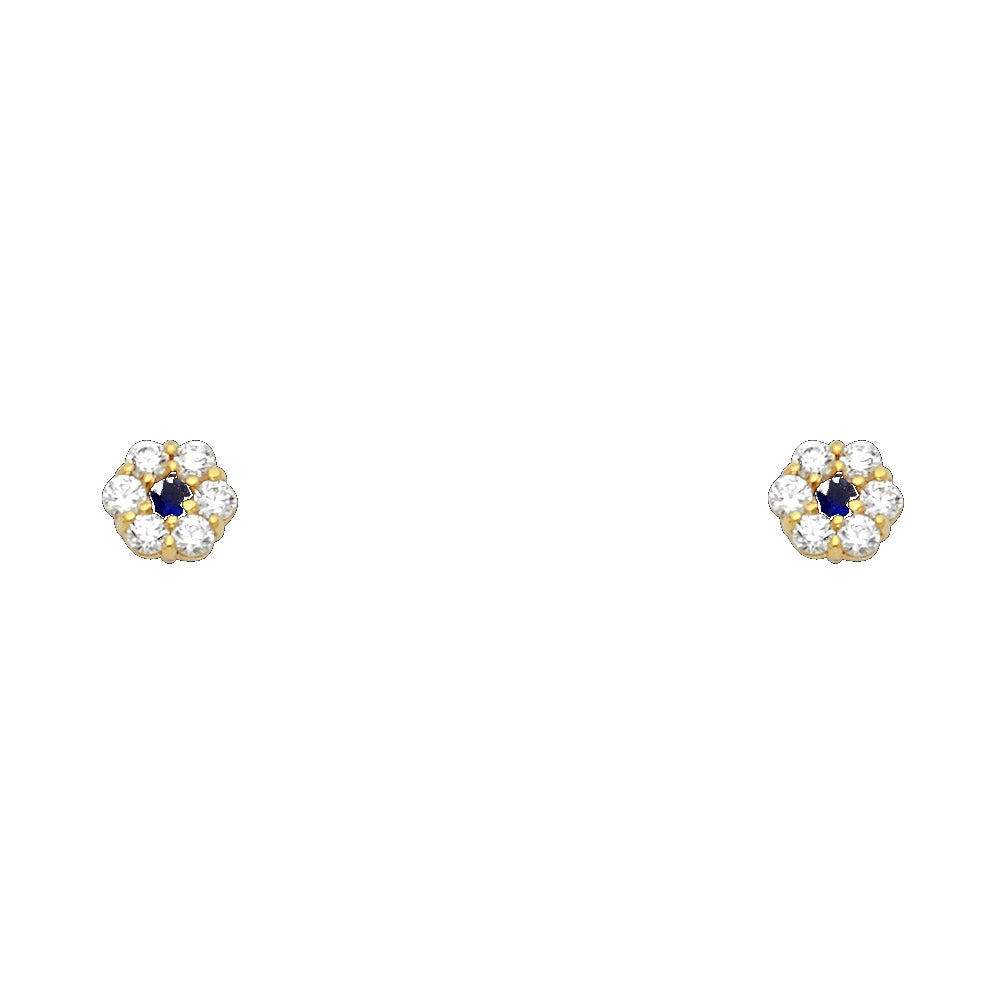 Lady's Yellow 14 Karat Flower Earrings-Dec