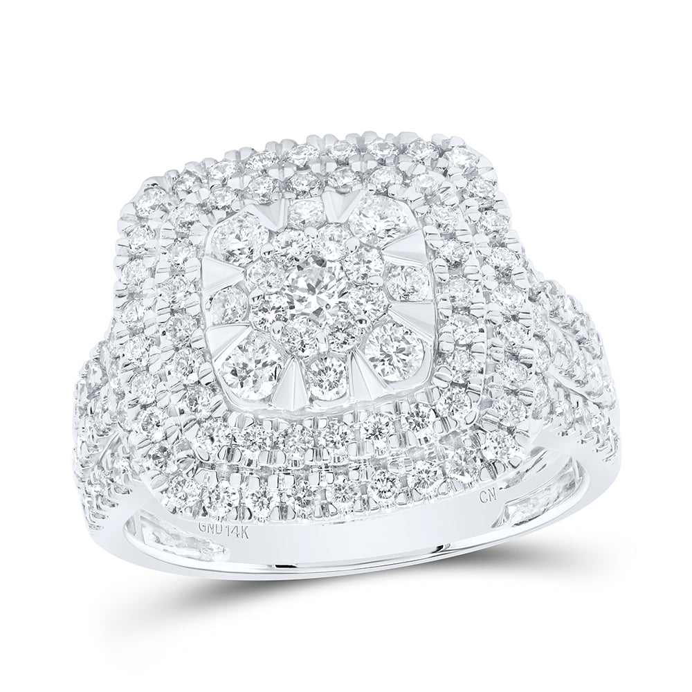 Lady's White 14 Karat Engagement Ring 1.33tw Round cushion Diamonds St